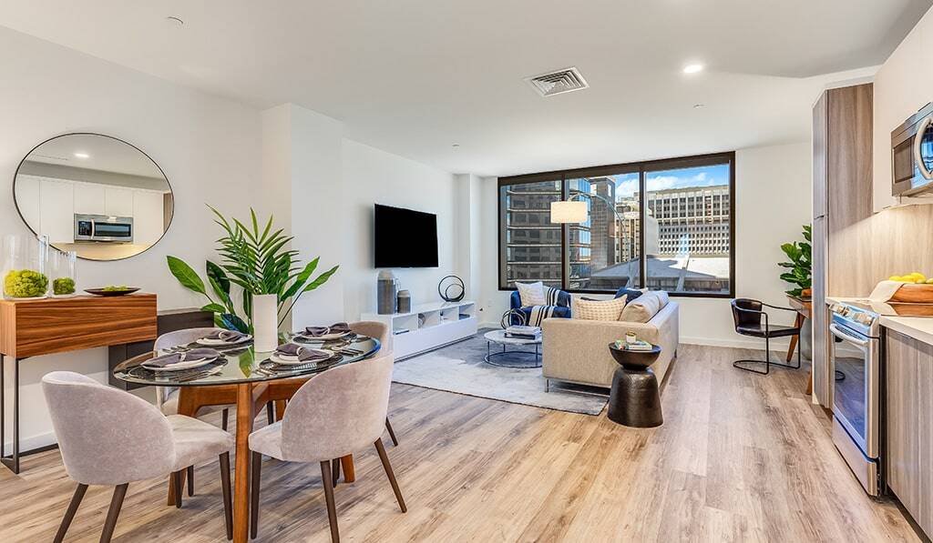Model apartment at The Residences at Bishop Place - Living Room