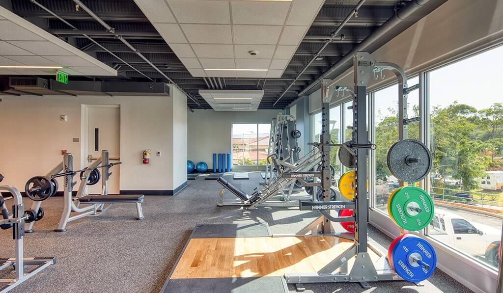 Fitness Center at Moanalua Hillside Apartment recumbant free weights