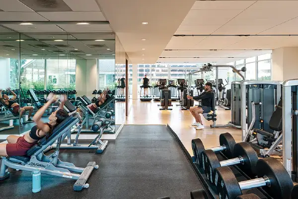 fitness center with people working out fitness center with people working out