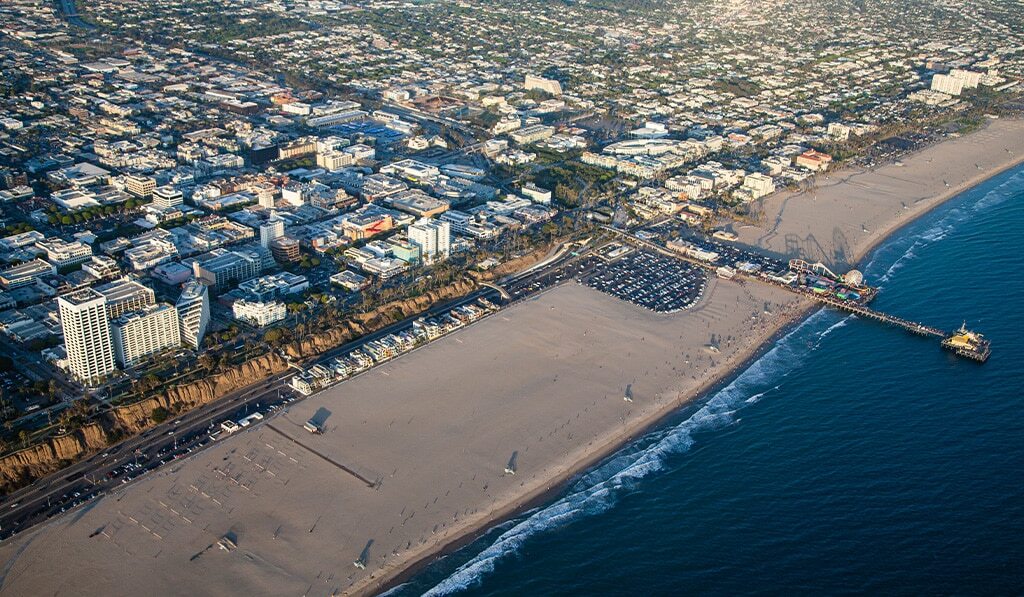 Aerial view of Santa Monica beach