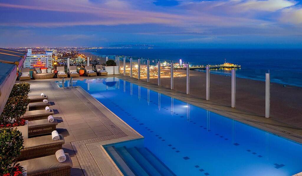 Sunset view from rooftop deck