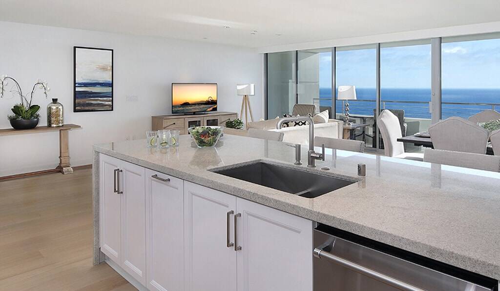 Kitchen with ocean view