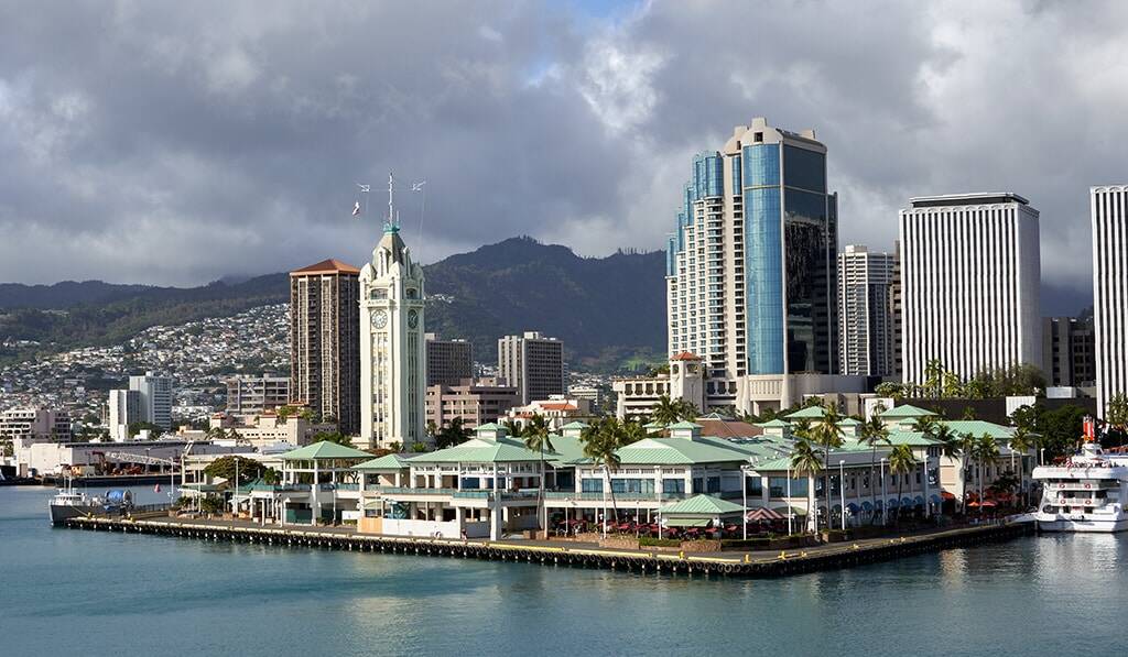 Honolulu harbor and Aloha tower