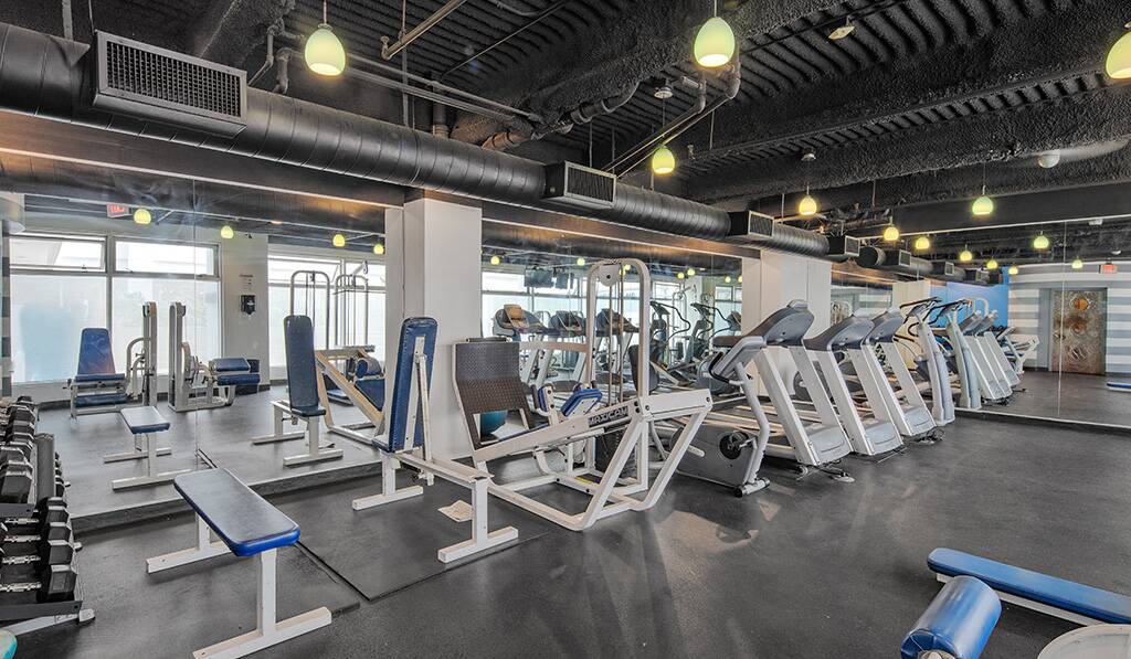 Fitness Center with weights and treadmills