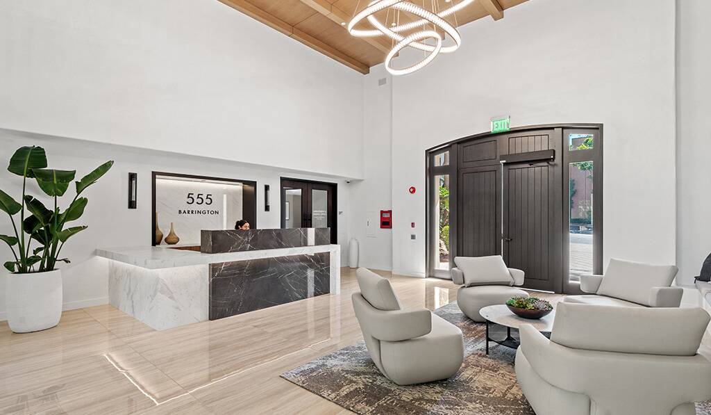 555 Barrington remodeled lobby at entrance