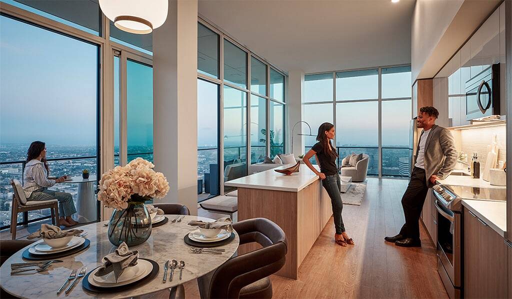 Penthouse apartment with people