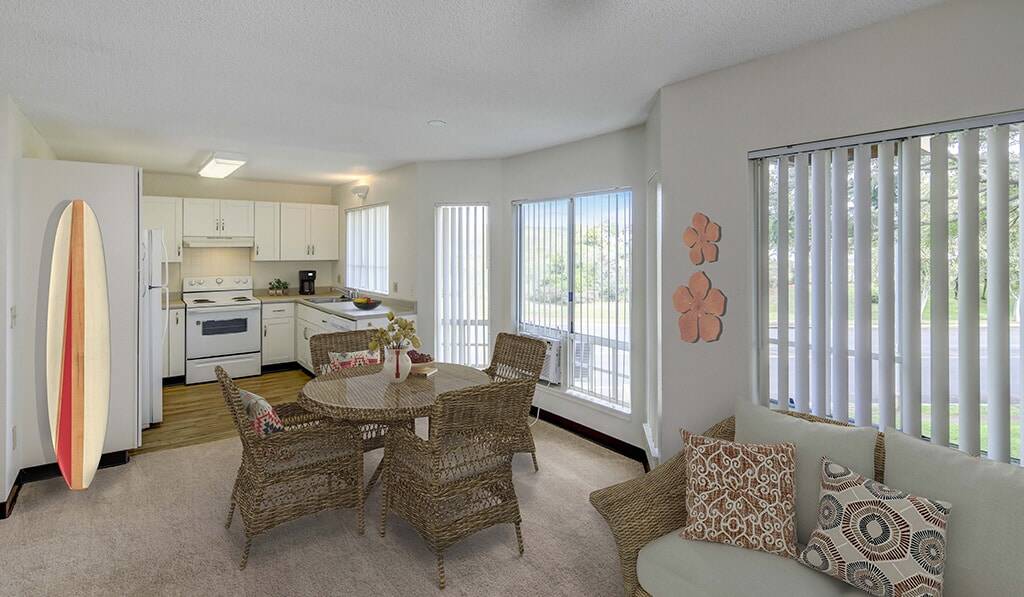 Living room and kitchen