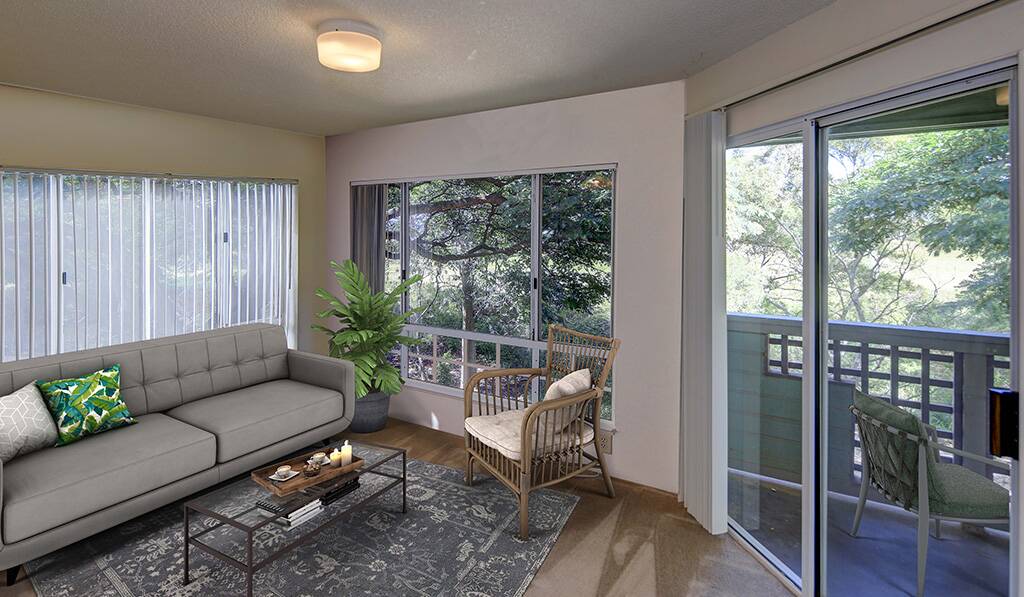 Living room leads to balcony