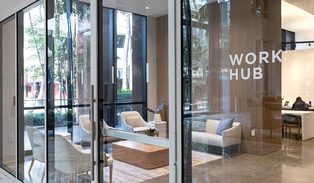 Entrance to Work Hub - Our co-working space for residents