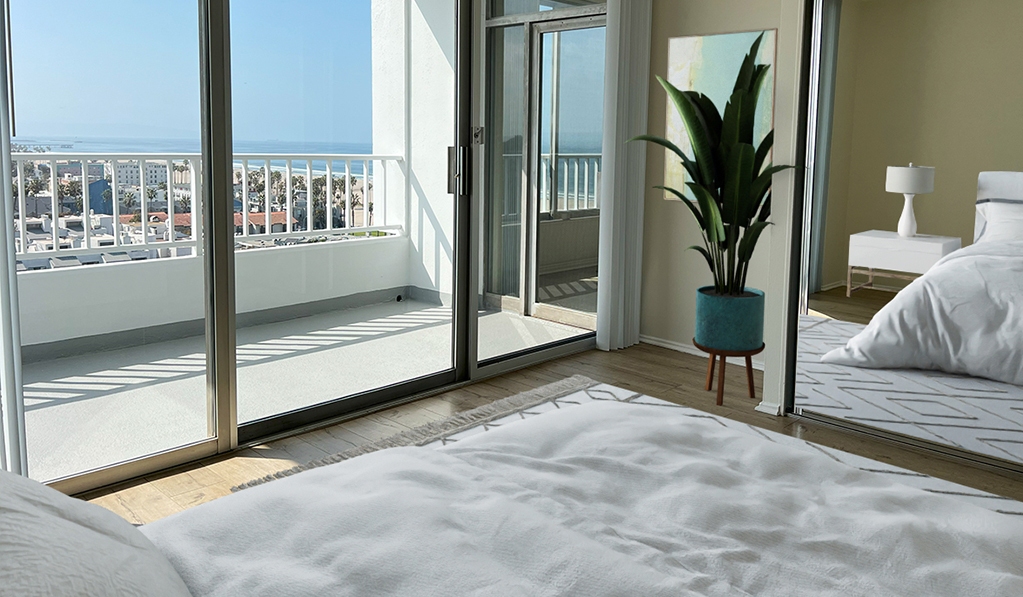 Bedroom leads to patio