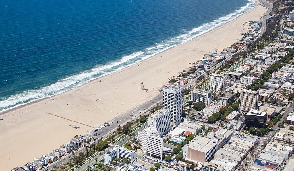 Aerial View of Santa Monica beach