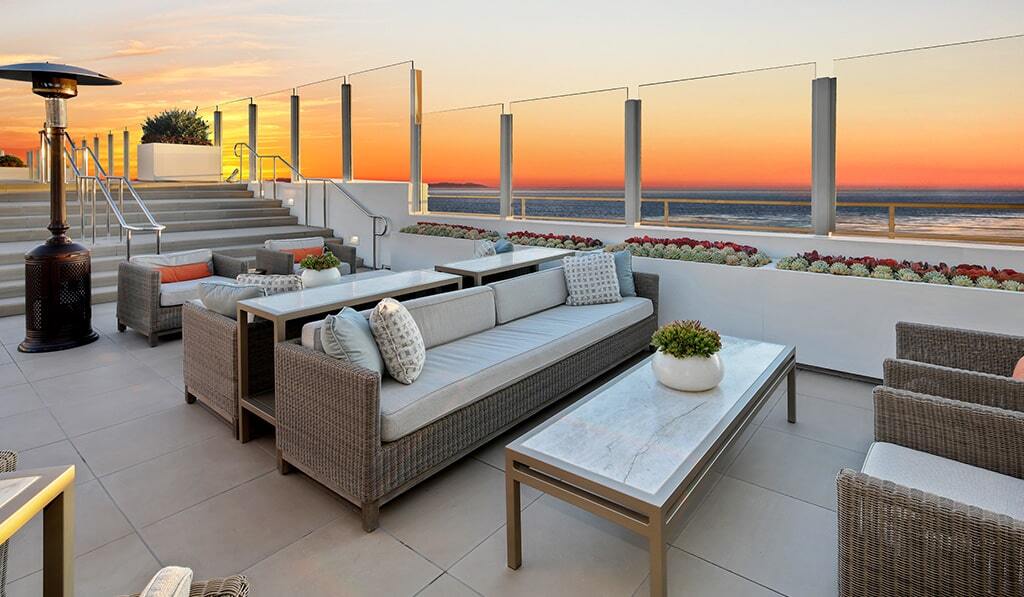 Sunset view from rooftop deck